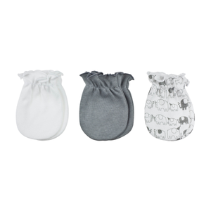 Playette Fashion Newborn Mittens 3 pack - Party Elephants