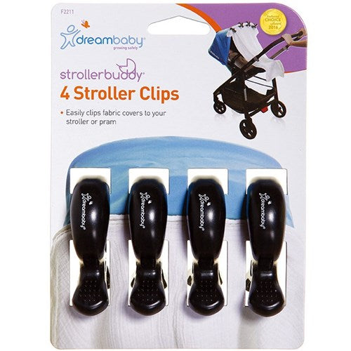 Dreambaby Strollerbuddy Stroller Clips 4pk - Black