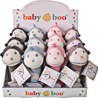 Baby Boo Knitted Grip Rattles - Pastel Monkey