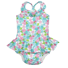 iPlay Ruffle 1pc Swimsuit w Built in Reusable Absorbent Swim
